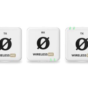 RØDE Wireless ME Dual White - kompaktiška belaidžio mikrofono sistema su dviem siųstuvais dviejų kanalų įrašymui