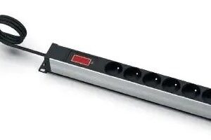 EMITERNET EmiterNet 19" 7-pole power strip with pin, ammeter, 3m cable, uni-schuko plug EM/LZ19.07F.3S.A - Image 1