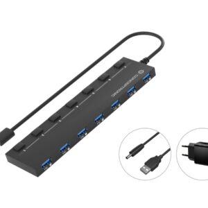 Conceptronic HUBBIES19BP sąsajos šakotuvas USB 3.2 Gen 1 (3.1 Gen 1) Type-A 5000 Mbit/ai Juoda - Image 1