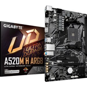 GIGABYTE A520M H ARGB pagrindinė plokštė AMD A520 AM4 lizdas „micro ATX“