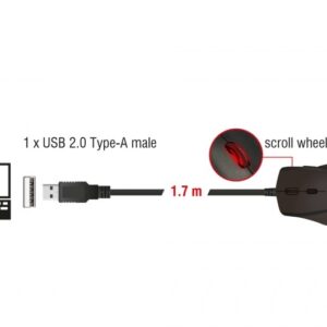 DeLOCK 12548 kompiuterio pelė Biuras Kairė ranka USB A tipo Optinis 2400 DPI - Image 3