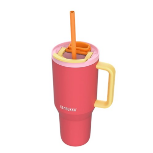 Termo puodelis su teleskopiniu šiaudeliu Kambukka Rio Tumbler 950ml Pink Papaya