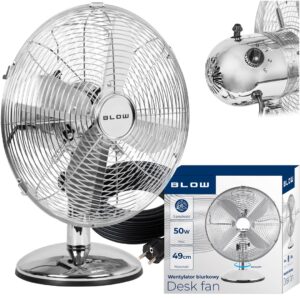 BLOW 12 colių/30 cm 50 W sidabro spalvos metalinis stalo ventiliatorius - Image 3