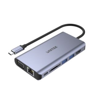 UNITEK uHUB O8+ Vielinis USB 3.2 Gen 1 (3.1 Gen 1) Type-C Pilka