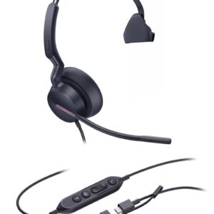 Yealink UH46 Mono Teams USB-C/A Laisvų rankų įranga Vielinis Su lankeliu Biuras / skambučių centras USB Type-C / USB Type-A Juoda - Image 2