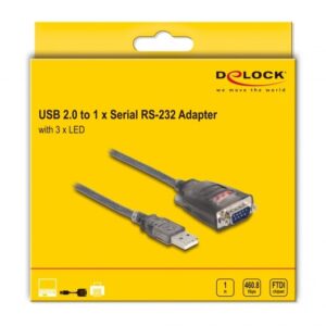 DeLOCK 61400 kabelių lizdinio / kištukinio jungčių tipo keitiklis USB A RS-232 Juoda - Image 2