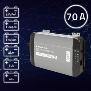 Qoltec 51917 Išmanusis „Monolith“ įkroviklis LiFePO4 AGM GEL SLA akumuliatoriams | 70A | 12V - Image 2