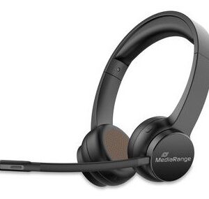 MediaRange MROS307 Ausinės be mikrofono ir ausinės su mikrofonu Laisvų rankų įranga Bevielis Su lankeliu Skambučiai / muzika C tipo USB Bluetooth Juoda - Image 2