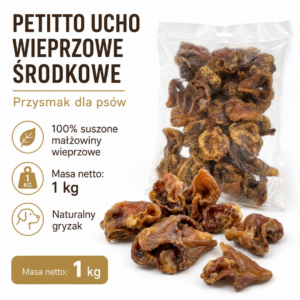 PETITTO vidutinė kiaulės ausis Mono - skanėstas šunims - 1 kg - Image 2