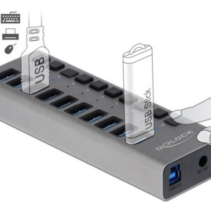DeLOCK 63670 sąsajos šakotuvas USB 3.2 Gen 1 (3.1 Gen 1) Type-B 5000 Mbit/ai Pilka - Image 2