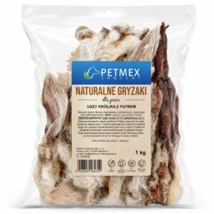 PETMEX triušio ausys su kailiu - skanėstas šuniui - 1kg