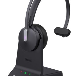 Yealink WH64 Mono Teams Laisvų rankų įranga Bevielis Su lankeliu Biuras / skambučių centras C tipo USB Bluetooth Juoda