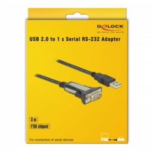 DeLOCK 65962 serijinis kabelis Juoda 3 m USB A tipo DB-9 - Image 2