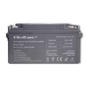 Qoltec 53037 AGM akumuliatorius | 12 V | 65Ah | maks. 780A - Image 2
