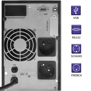 Qoltec 53981 Nepertraukiamo maitinimo šaltinis UPS internetu | Grynos sinusinės bangos | 2 kVA | 1,6 kW | LCD | USB - Image 3