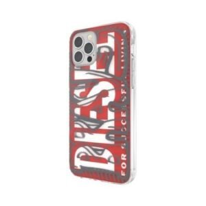 Diesel Snap Dėklas skaidrus AOP Apple iPhone 12 Pro Max czerwono-szary red-grey 42568 - Image 3