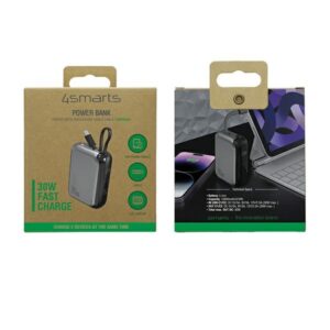 4smarts Powerbank Pocket 10000mAh30W su įmontuojamu kabeliu USB-C 15cm space pilkos spalvos 540699 - Image 6