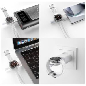 4smarts Qi2 Trident Charging Station with Charger for Galaxy Watch baltos spalvos - Image 3