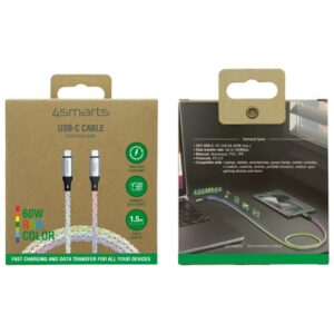 Kabelis 4smarts USB-C 60W 1.5m RGB - Image 5