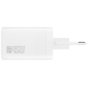 Laidinis įkroviklis 4smarts PDPlug Dual 45W GaN 2xUSB-C baltos spalvos - Image 2