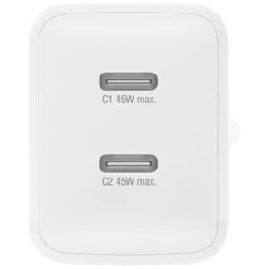 Laidinis įkroviklis 4smarts PDPlug Dual 45W GaN 2xUSB-C baltos spalvos - Image 3