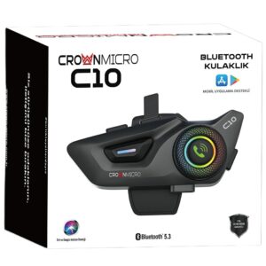 Motorcycle intercom Crown C10 Bluetooth 5.3 juodos spalvos - Image 8