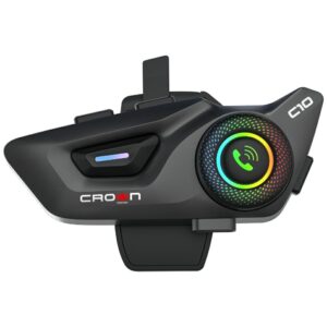 Motorcycle intercom Crown C10 Bluetooth 5.3 juodos spalvos