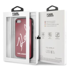 Karl Lagerfeld KLHCI8DLKSRE Apple iPhone 7/8SE 2020 / SE 2022 red kietas dėklas Signature Glitter - Image 7