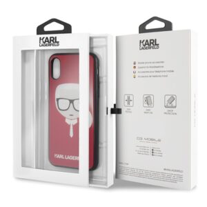 Karl Lagerfeld KLHCPXDLHRE Apple iPhone X/Xs raudonos spalvos Iconic Glitter Karl`s Head - Image 7