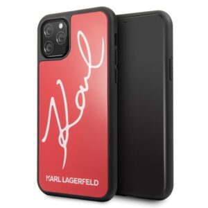 Karl Lagerfeld KLHCN65DLKSRE Apple iPhone 11 Pro Max red kietas dėklas Signature Glitter