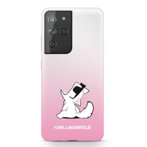 Karl Lagerfeld KLHCS21LCFNRCPI S21 Ultra G998 kietas dėklas rožinės spalvos Choupette Fun - Image 1