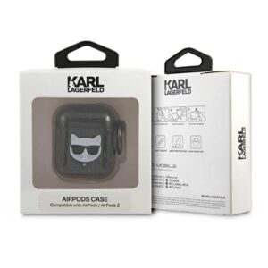 Karl Lagerfeld KLA2UCHGK AirPods dėklas juodos spalvos Glitter Choupette - Image 4
