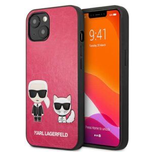 Karl Lagerfeld KLHCP13SPCUSKCP Apple iPhone 13 mini 5,4" fuchsia kietas dėklas Ikonik Karl & Choupette - Image 1