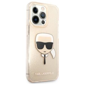 Karl Lagerfeld KLHCP13LKHTUGLGO Apple iPhone 13 Pro / 13 6,1" gold kietas dėklas Glitter Karl`s Head - Image 4