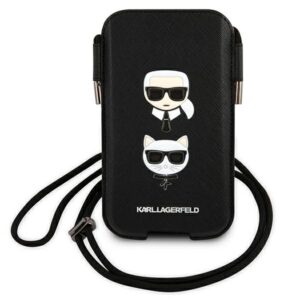 Karl Lagerfeld Torebka KLHCP12LOPHKCK6,7" juodos spalvos kietas dėklas Saffiano Ikonik Karl&Choupette Head - Image 2