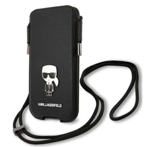 Karl Lagerfeld Torebka KLHCP12MOPHKMK6,1" juodos spalvos kietas dėklas Saffiano Ikonik Karl`s - Image 1