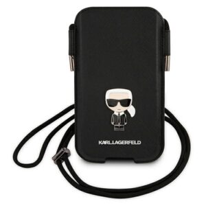 Karl Lagerfeld Torebka KLHCP12LOPHKMK 6,7" juodos spalvos kietas dėklas Saffiano Ikonik Kar`s - Image 2