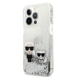 Karl Lagerfeld KLHCP13XGKCS 13 Pro Max 6,7" silver kietas dėklas Liquid Glitter Karl&Choupette - Image 2