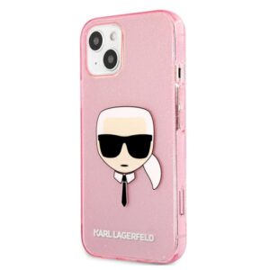 Karl Lagerfeld KLHCP13SKHTUGLP Apple iPhone 13 mini 5,4" rožinės spalvos kietas dėklas Glitter Karl`s Head - Image 2