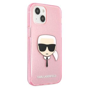 Karl Lagerfeld KLHCP13SKHTUGLP Apple iPhone 13 mini 5,4" rožinės spalvos kietas dėklas Glitter Karl`s Head - Image 4
