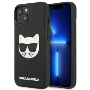 Karl Lagerfeld KLHCP13SCH3DBK 13 mini 5,4" juodos spalvos kietas dėklas 3D Rubber Choupette - Image 1