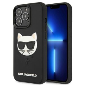 Karl Lagerfeld KLHCP13LCH3DBK 13 Pro /13 6,1" juodos spalvos kietas dėklas 3D Rubber Choupette - Image 1