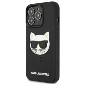Karl Lagerfeld KLHCP13LCH3DBK 13 Pro /13 6,1" juodos spalvos kietas dėklas 3D Rubber Choupette - Image 2