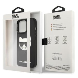 Karl Lagerfeld KLHCP13LCH3DBK 13 Pro /13 6,1" juodos spalvos kietas dėklas 3D Rubber Choupette - Image 8