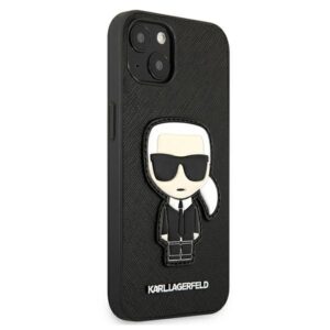 Karl Lagerfeld KLHCP13SOKPK Apple iPhone 13 mini 5,4" juodos spalvos kietas dėklas Saffiano Ikonik Karl`s Patch - Image 4