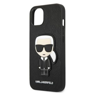 Karl Lagerfeld KLHCP13SOKPK Apple iPhone 13 mini 5,4" juodos spalvos kietas dėklas Saffiano Ikonik Karl`s Patch - Image 6