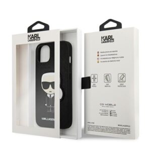 Karl Lagerfeld KLHCP13SOKPK Apple iPhone 13 mini 5,4" juodos spalvos kietas dėklas Saffiano Ikonik Karl`s Patch - Image 8