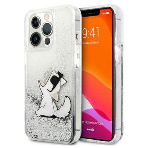 Karl Lagerfeld KLHCP13XGCFS Apple iPhone 13 Pro Max 6,7" silver kietas dėklas Liquid Glitter Choupette F - Image 1