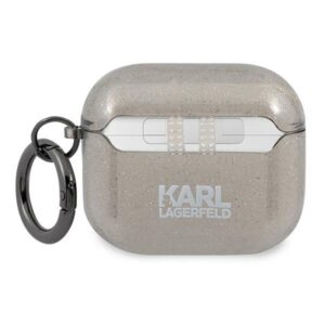 Karl Lagerfeld KLA3UKHGK AirPods 3 dėklas juodos spalvos Glitter Karl`s Head - Image 2