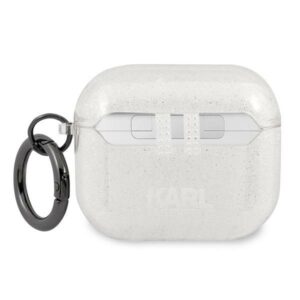 Karl Lagerfeld KLA3UKHGS AirPods 3 dėklas sidabro spalvos Glitter Karl`s Head - Image 2